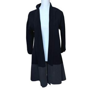 Eileen Fisher Open Front Knit Black Grey Jacket - XS